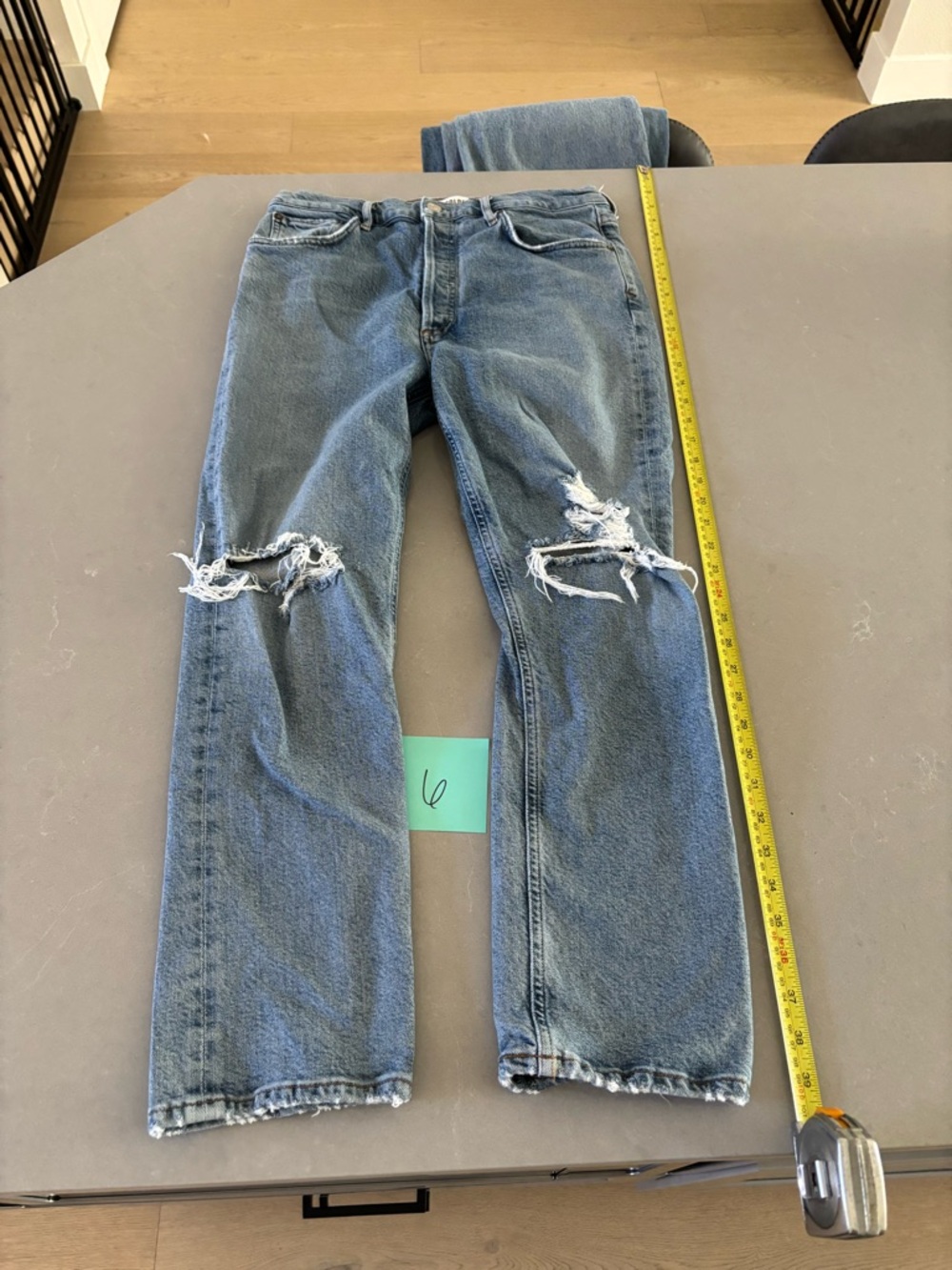 Agolde Distressed Blue Straight leg jeans